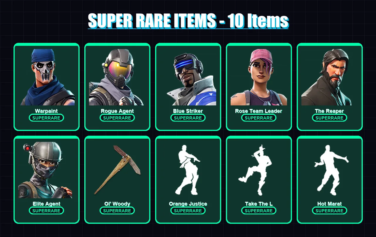 [PS4/PS5/XBOX/PC] | Warpaint | Rogue Agent | Blue Striker | Rose Team Leader | The Reaper | 30 skin | 19 pickaxe | 32 emote | 21 glider | Lv311