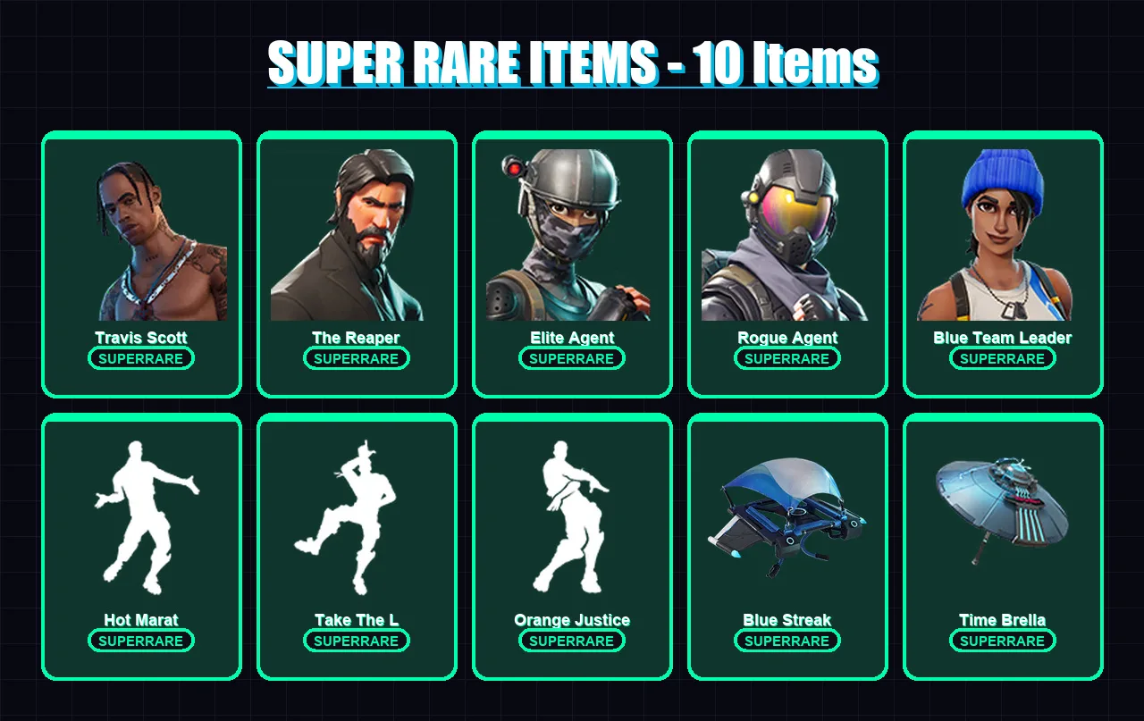 [PS4/PS5/XBOX/PC] | Travis Scott | The Reaper | Elite Agent | Rogue Agent | Blue Team Leader | 38 skin | 41 pickaxe | 45 emote | 51 glider | Lv919