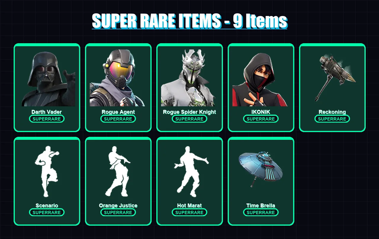 [PC/PSN] | Darth Vader | Rogue Agent | Rogue Spider Knight | IKONIK | Peter Griffin | 149 skin | 157 pickaxe | 135 emote | 146 glider | Lv2059
