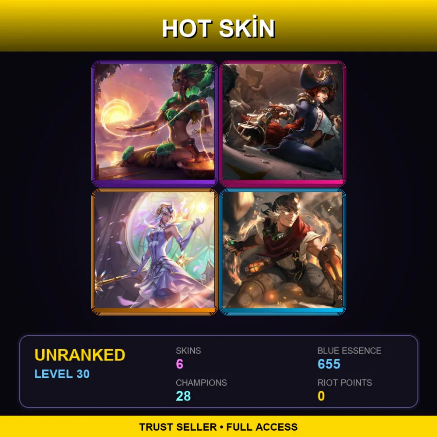 EUW | Lv30 | Unranked | 6 Skin | 28 Champ