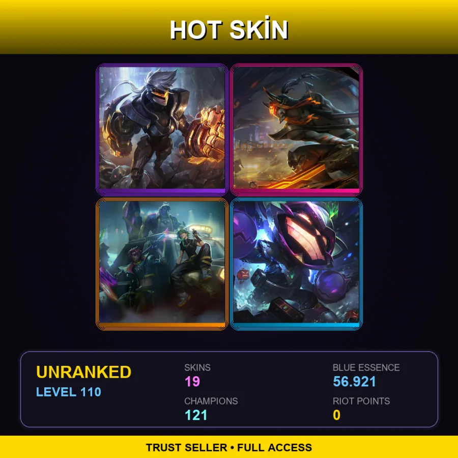 LAN | Lv110 | Unranked | 19 Skin | 121 Champ — LoL account