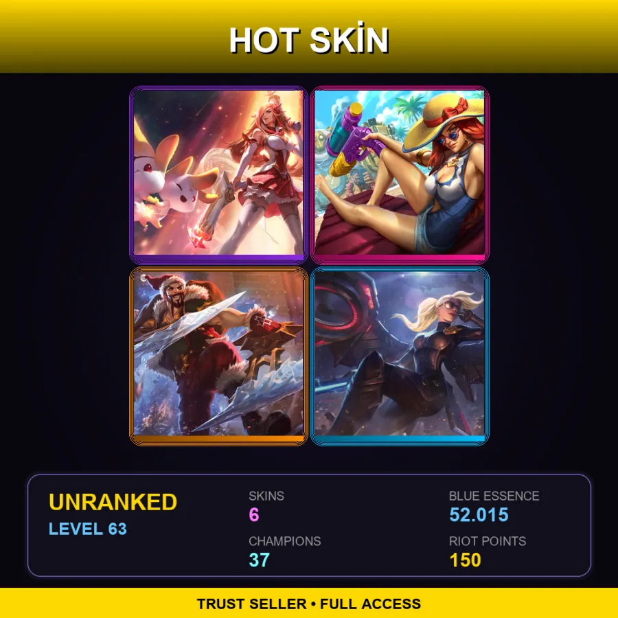 EUNE | Lv63 | Unranked | 6 Skin | 37 Champ