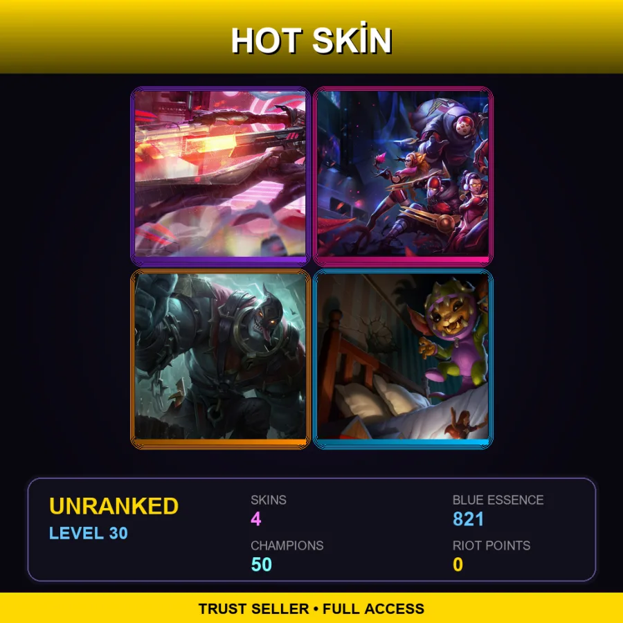 VN | Lv30 | Unranked | 4 Skin | 50 Champ — LoL account