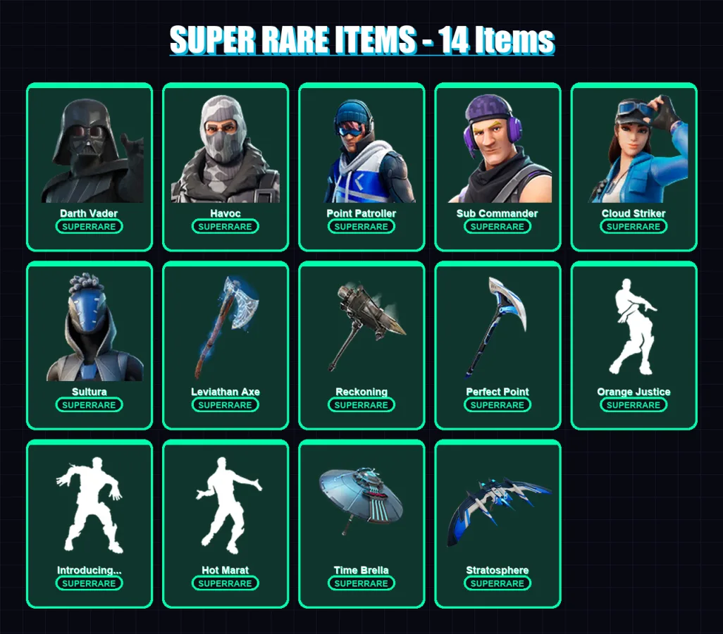 [PS4/PS5/PC] | Darth Vader | Havoc | Point Patroller | Sub Commander | Cloud Striker | 244 skin | 258 pickaxe | 201 emote | 237 glider | Lv3513