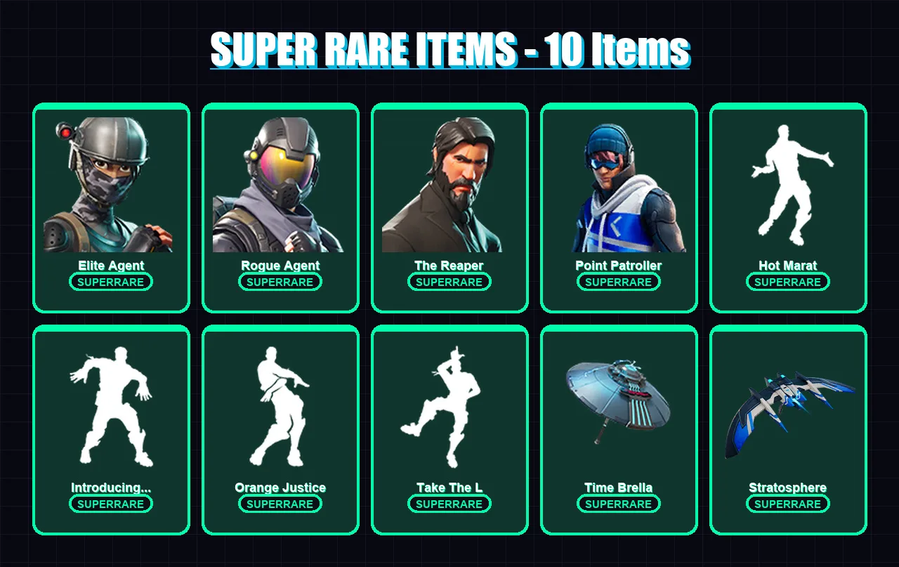 [PS4/PS5/XBOX/PC] | Elite Agent | Rogue Agent | The Reaper | Point Patroller | Rex | 41 skin | 68 pickaxe | 62 emote | 66 glider | Lv1327