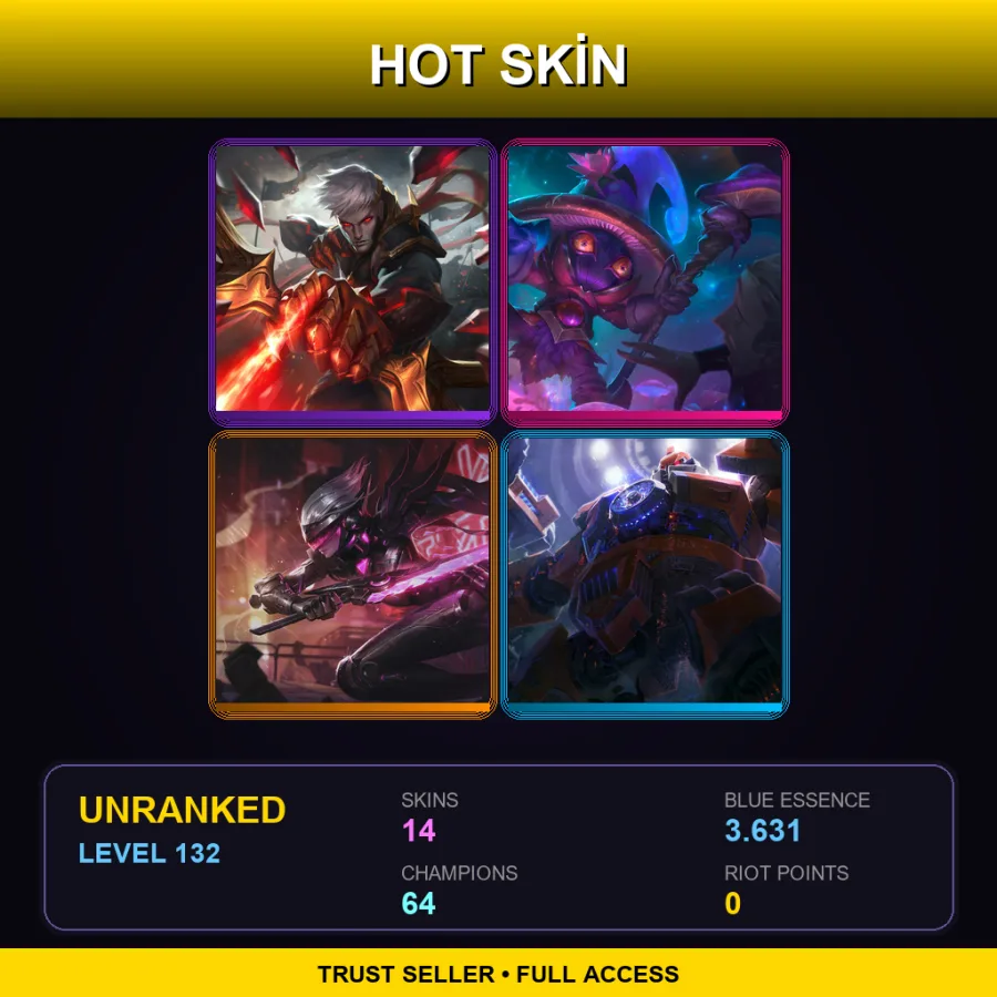 EUNE | Lv132 | Unranked | 14 Skin | 64 Champ — Conqueror Varus