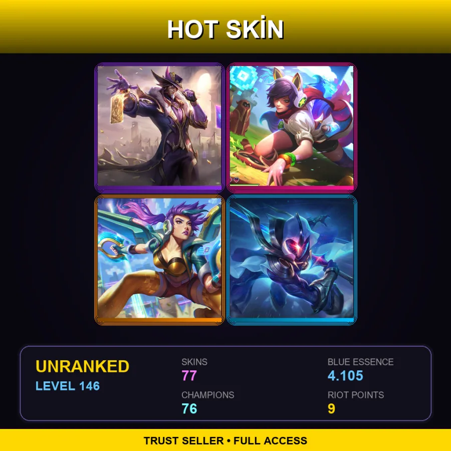 SG | Lv146 | Unranked | 77 Skin | 76 Champ — LoL account