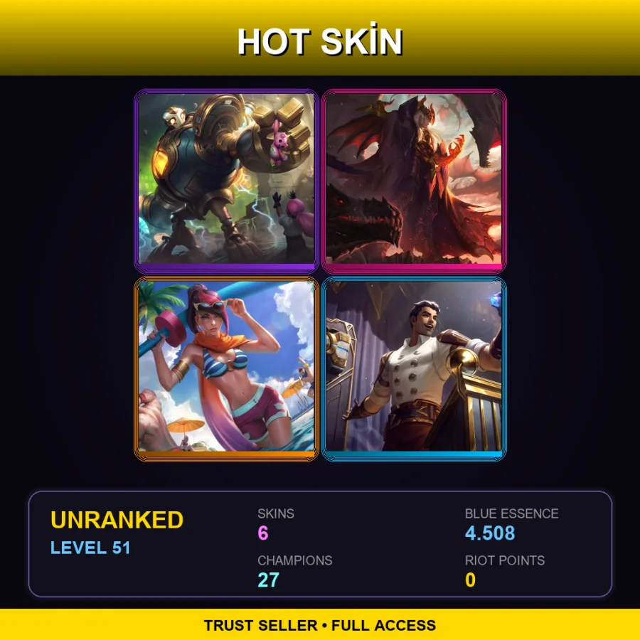 NA | Lv51 | Unranked | 6 Skin | 27 Champ with Ashe