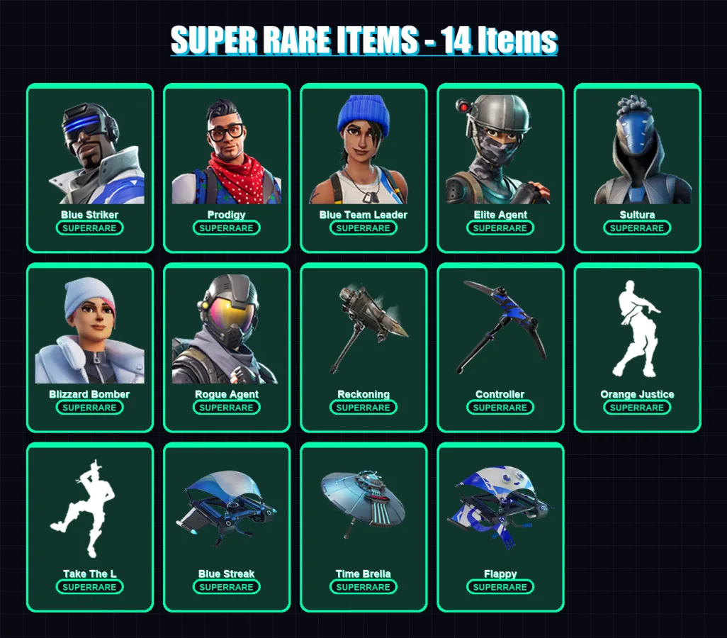 [PC/XBOX] | Blue Striker | Prodigy | Blue Team Leader | Elite Agent | Sultura | 79 skin | 83 pickaxe | 76 emote | 90 glider | Lv1178
