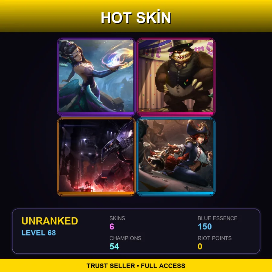 LAN | Lv68 | Unranked | 6 Skin | 54 Champ