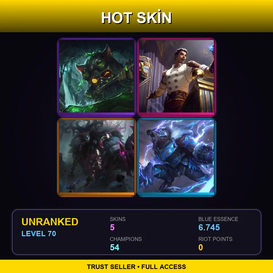 EUNE | Lv70 | Unranked | 5 Skin | 54 Champ
