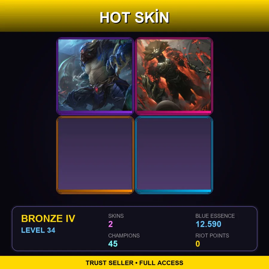 TR | Lv34 | Bronze IV | 2 Skin | 45 Champ