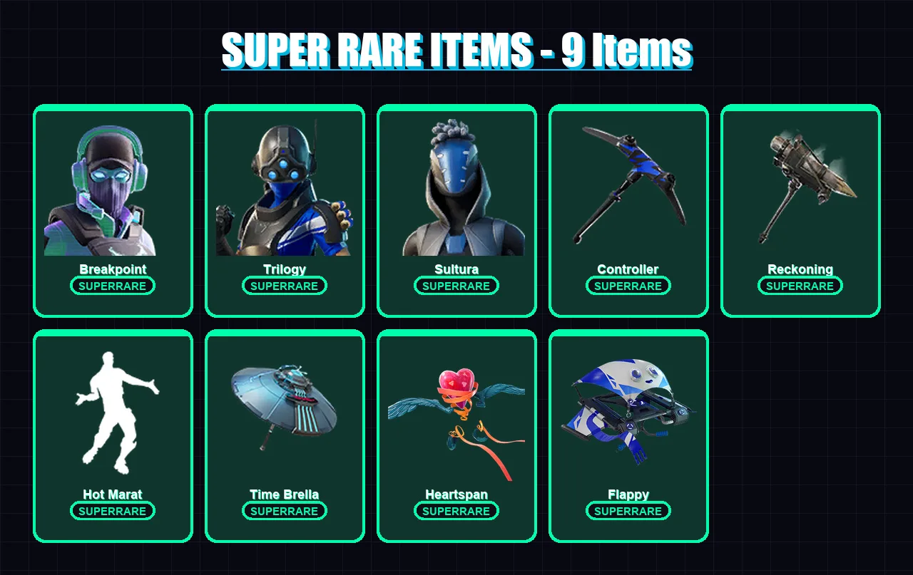 [PS4/PS5/XBOX/PC] | Breakpoint | Trilogy | Sultura | Ruin | Luxe | 58 skin | 86 pickaxe | 83 emote | 81 glider | Lv1333