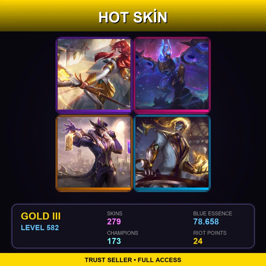 VN | Lv582 | Gold III | 279 Skin | 173 Champ — LoL account