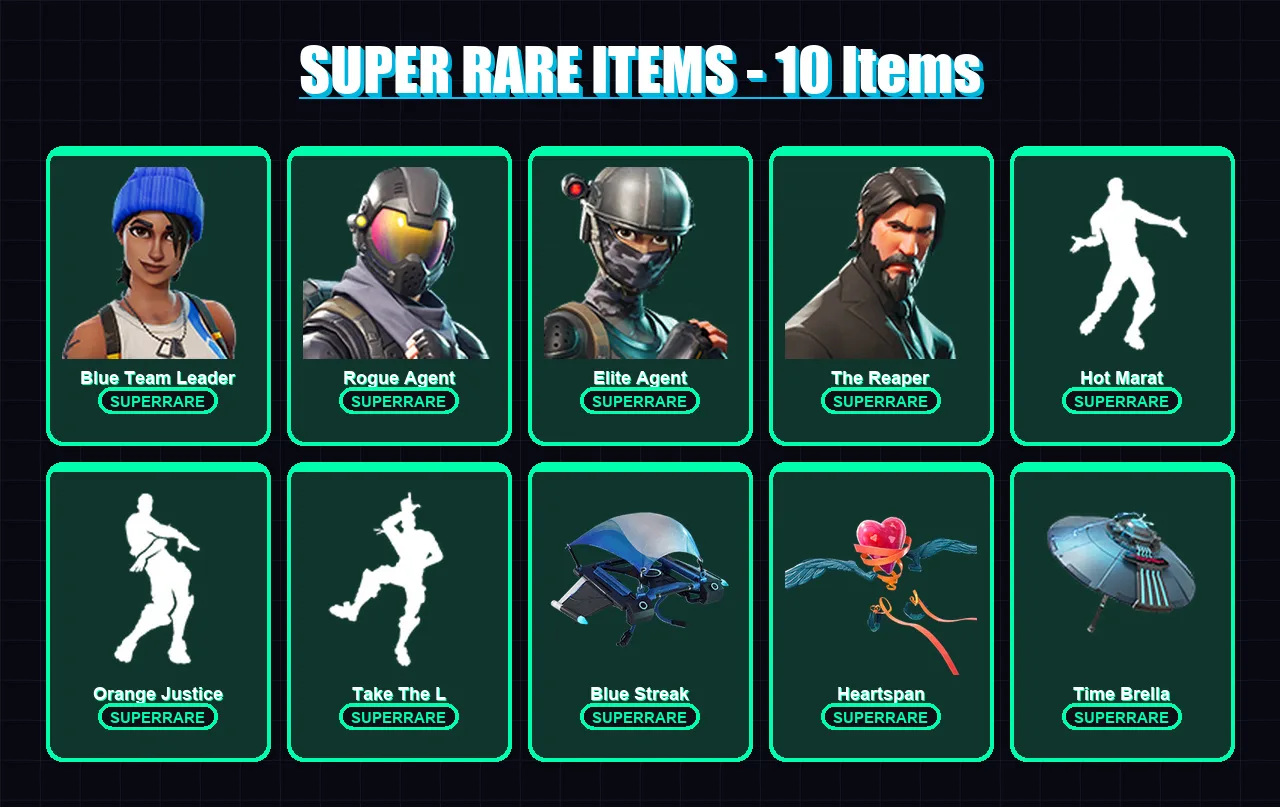 [PC] | Blue Team Leader | Rogue Agent | Elite Agent | The Reaper | Hybrid | 40 skin | 42 pickaxe | 54 emote | 54 glider | Lv671