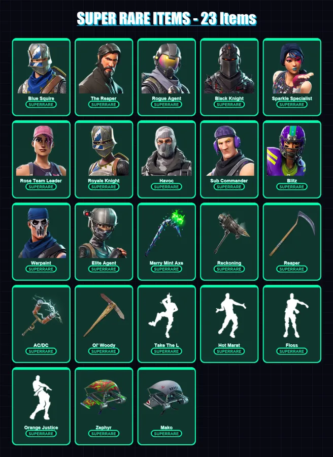 [PS4/PS5/XBOX/PC] | Blue Squire | The Reaper | Rogue Agent | Black Knight | Sparkle Specialist | 107 skin | 68 pickaxe | 94 emote | 72 glider | Lv10 — Fortnite account