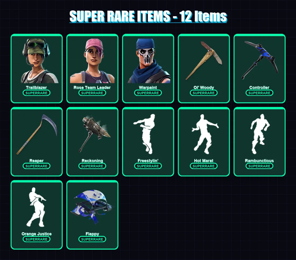 [PC/XBOX/PSN] | Trailblazer | Rose Team Leader | Warpaint | Zenith | Dire | 73 skin | 51 pickaxe | 50 emote | 52 glider | Lv623