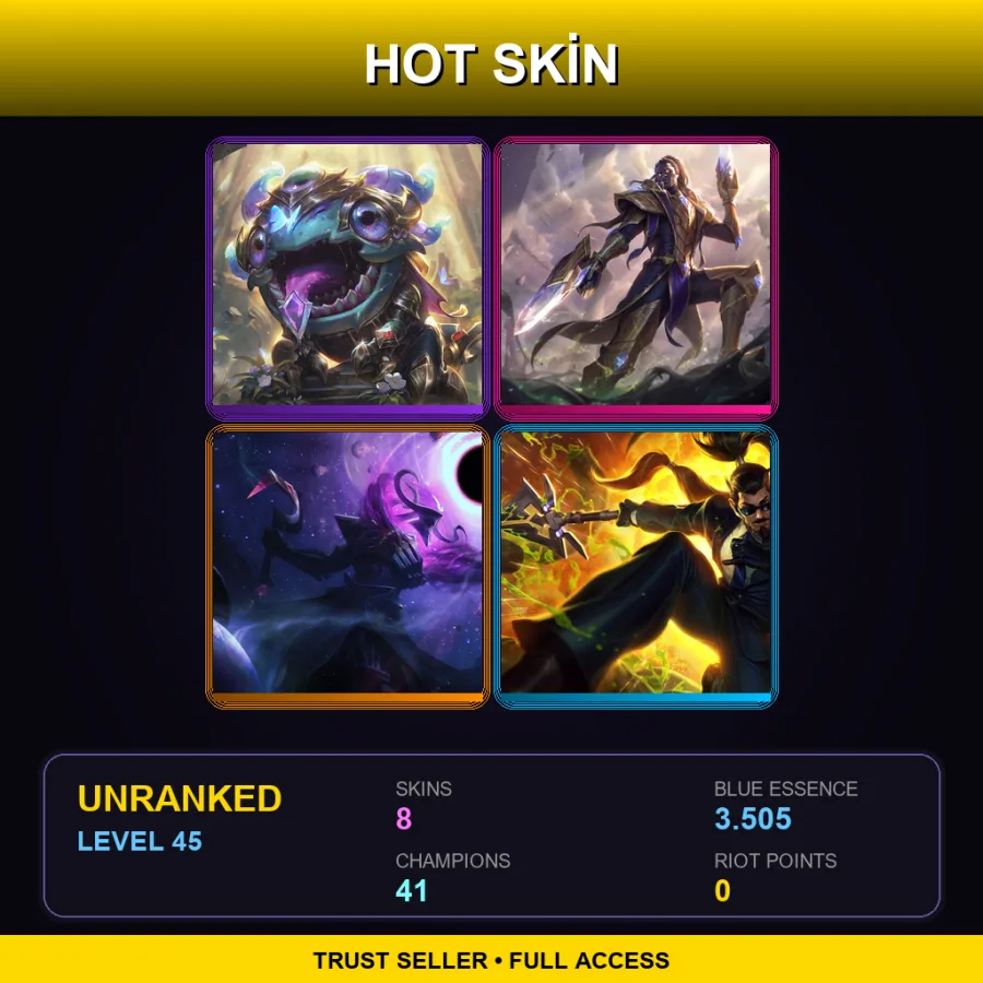 BR | Lv45 | Unranked | 8 Skin | 41 Champ — LoL account