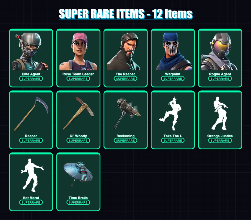 [PC/PSN] | Elite Agent | Rose Team Leader | The Reaper | Warpaint | Rogue Agent | 161 skin | 132 pickaxe | 147 emote | 134 glider | Lv1739