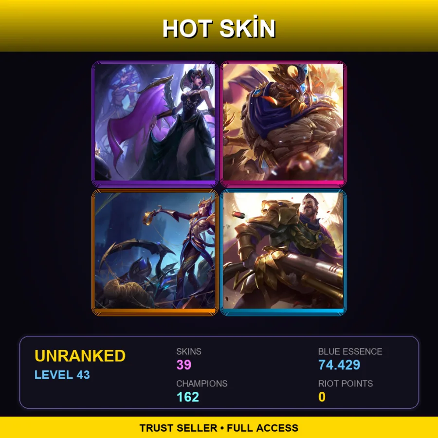 VN | Lv43 | Unranked | 39 Skin | 162 Champ