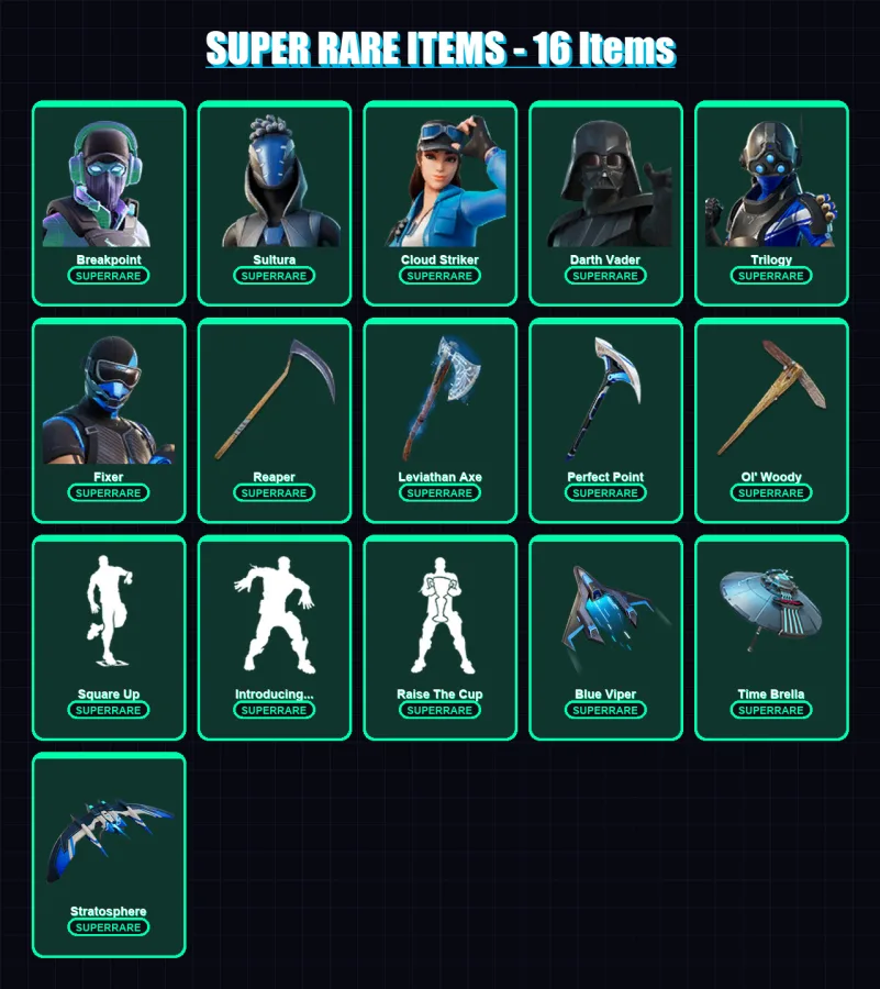 [PS4/PS5/PC] | Breakpoint | Sultura | Cloud Striker | Darth Vader | Trilogy | 283 skin | 369 pickaxe | 280 emote | 273 glider | Lv6234
