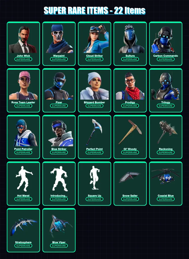 [PS4/PS5/XBOX/PC] | John Wick | Warpaint | Cloud Striker | Sultura | Carbon Commando | 338 skin | 367 pickaxe | 278 emote | 263 glider | Lv3794 — Fortnite account