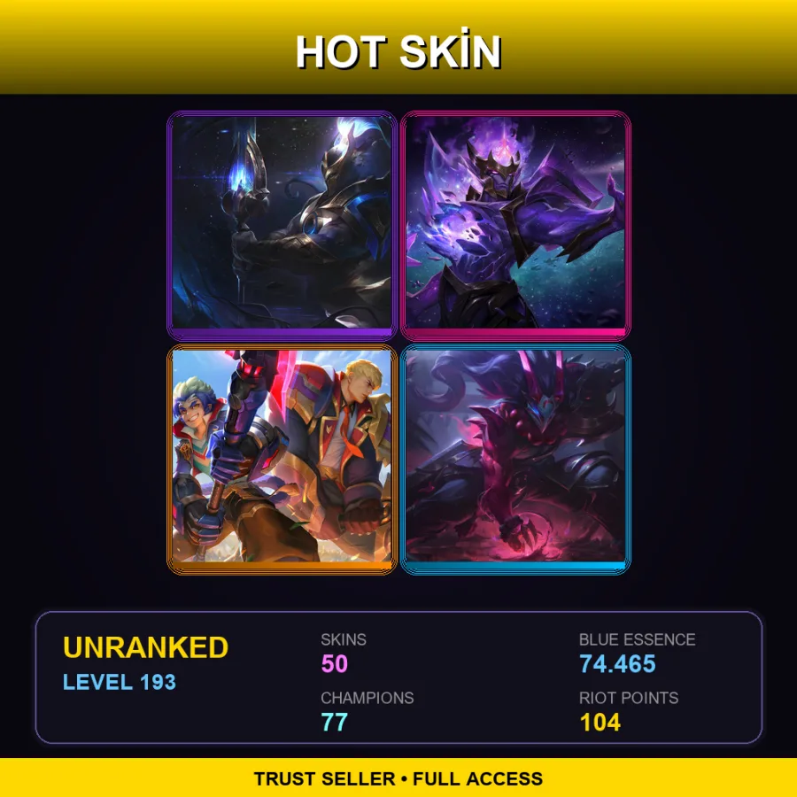 BR | Lv193 | Unranked | 50 Skin | 77 Champ — LoL account