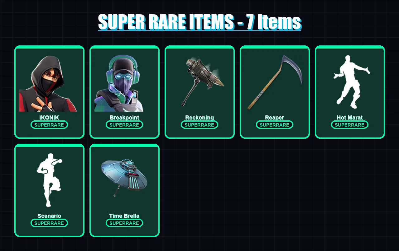 [PC/XBOX] | IKONIK | Breakpoint | Blackheart | Sentinel | Ruin | 113 skin | 135 pickaxe | 106 emote | 112 glider | Lv1482