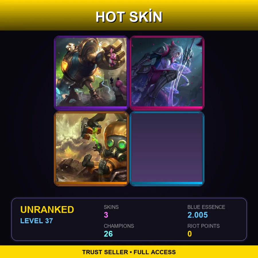 EUNE | Lv37 | Unranked | 3 Skin | 26 Champ — LoL account