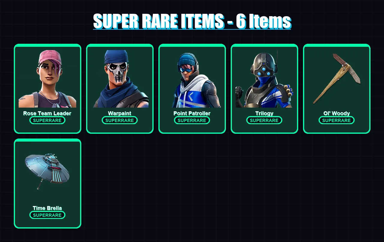 [PS4/PS5/XBOX/PC] | Rose Team Leader | Warpaint | Point Patroller | Trilogy | Menace | 131 skin | 174 pickaxe | 127 emote | 146 glider | Lv2189