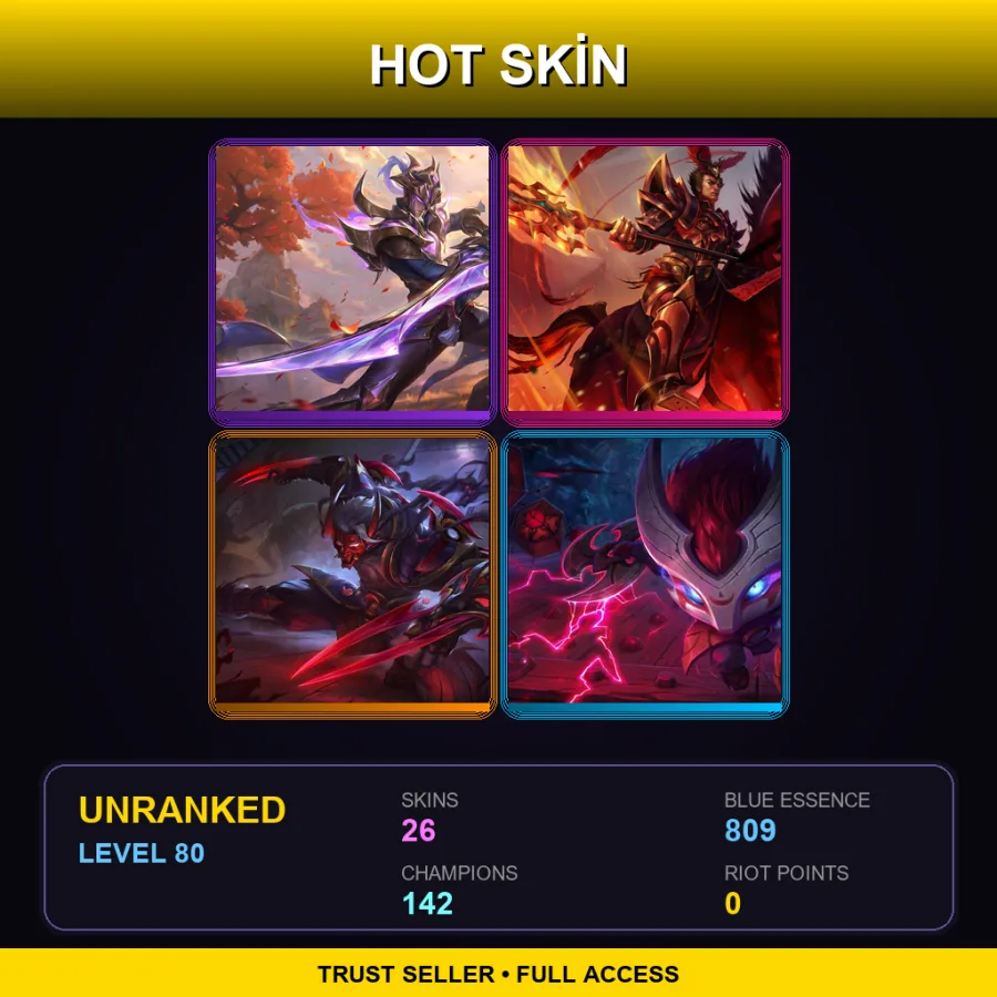 VN | Lv80 | Unranked | 26 Skin | 142 Champ