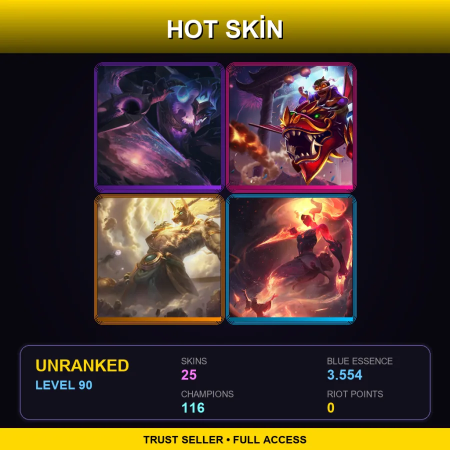 EUW | Lv90 | Unranked | 25 Skin | 116 Champ