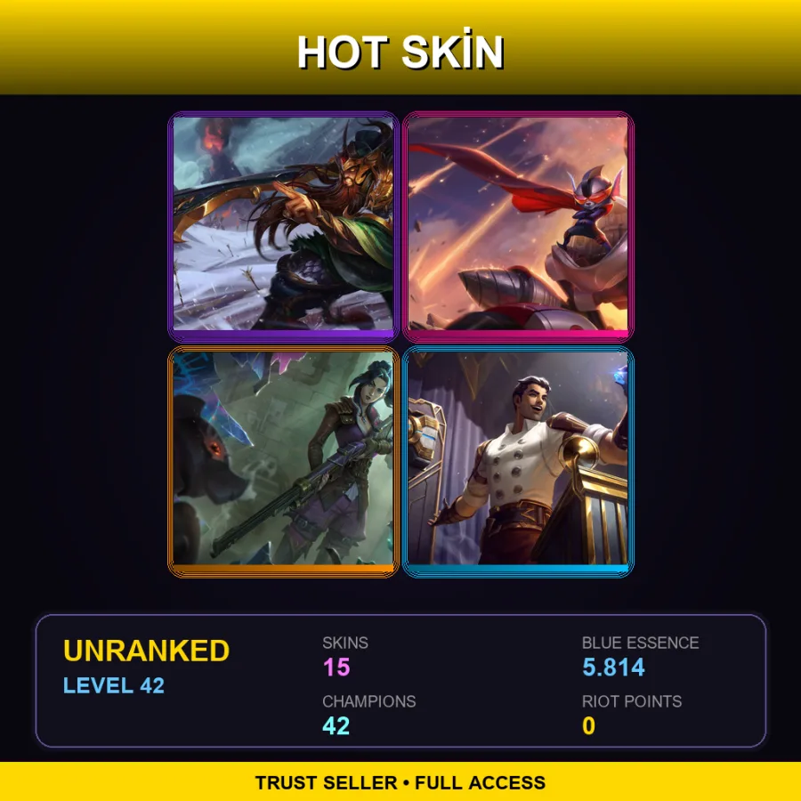 LAN | Lv42 | Unranked | 15 Skin | 42 Champ