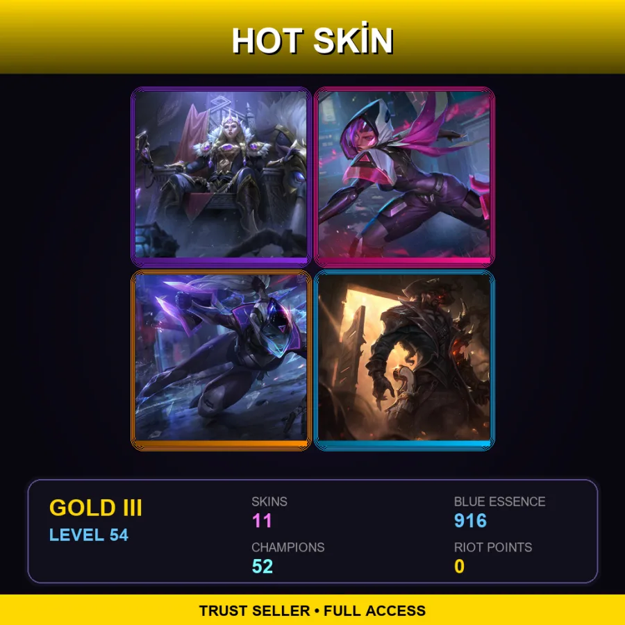 VN | Lv54 | Gold III | 11 Skin | 52 Champ — LoL account