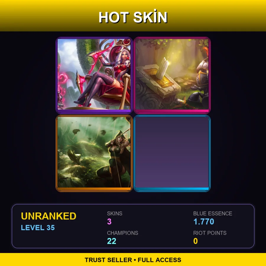 LAS | Lv35 | Unranked | 3 Skin | 22 Champ — LoL account