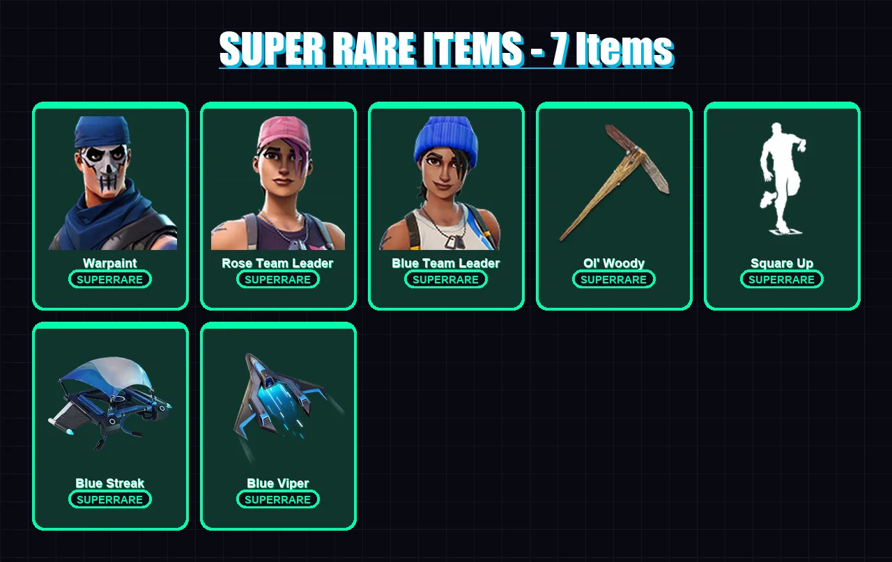 [PS4/PS5/XBOX/PC] | Warpaint | Rose Team Leader | Blue Team Leader | Ark | Fade | 27 skin | 34 pickaxe | 25 emote | 29 glider | Lv304 — Fortnite account