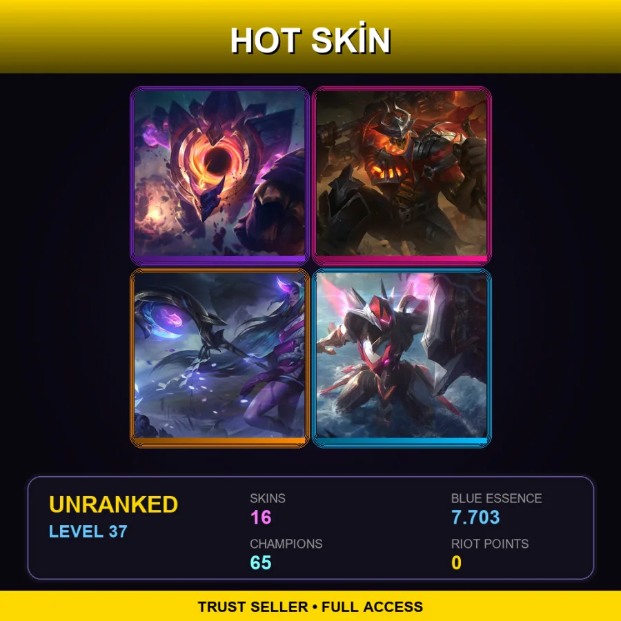 TR | Lv37 | Unranked | 16 Skin | 65 Champ — LoL account