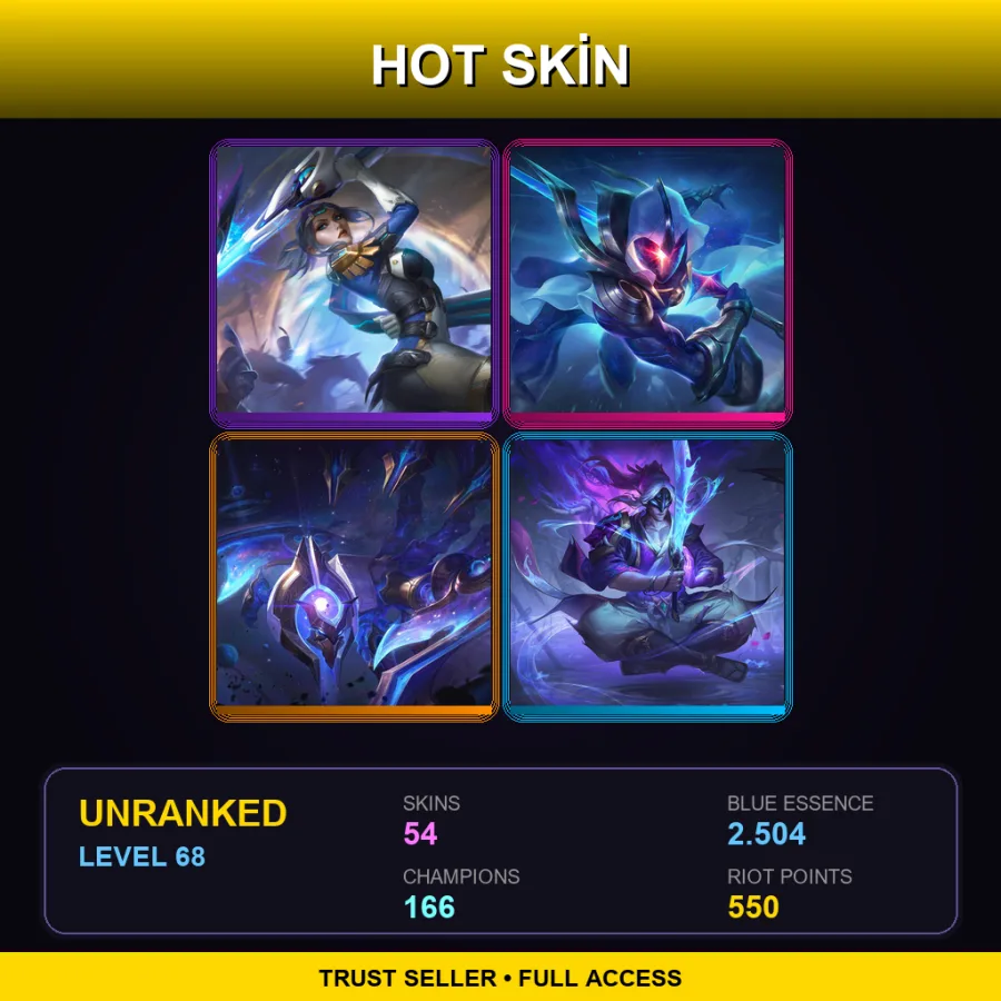 TW | Lv68 | Unranked | 54 Skin | 166 Champ — Unranked / Smurf League of Legends