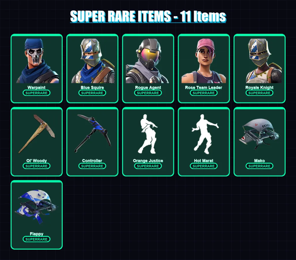 [PS4/PS5/XBOX/PC] | Warpaint | Blue Squire | Rogue Agent | Rose Team Leader | Royale Knight | 24 skin | 18 pickaxe | 25 emote | 26 glider | Lv317 — Fortnite account