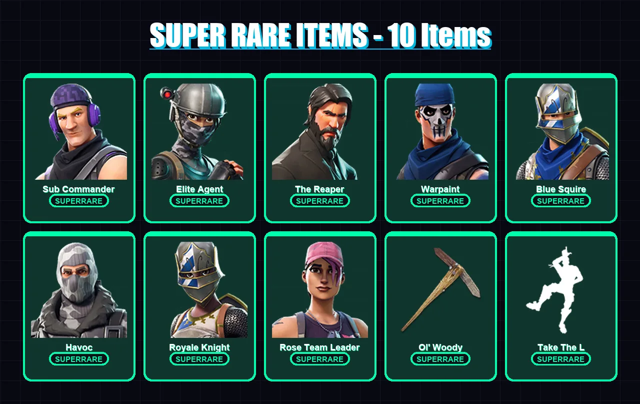 [SWITCH/XBOX/PSN/PC] | Sub Commander | Elite Agent | The Reaper | Warpaint | Blue Squire | 18 skin | 16 pickaxe | 21 emote | 20 glider | Lv189