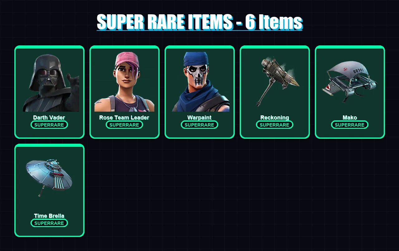 [PC/XBOX/PSN] | Darth Vader | Rose Team Leader | Warpaint | Renzo the Destroyer | Mizuki | 67 skin | 73 pickaxe | 57 emote | 86 glider | Lv1038