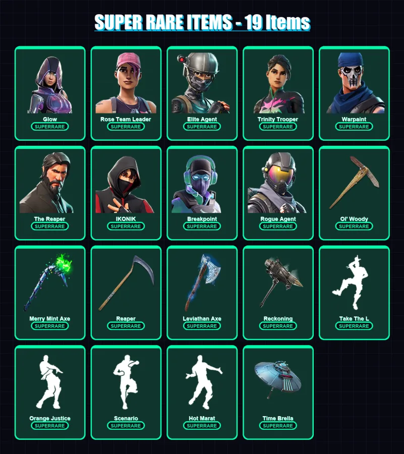 [PC/XBOX/PSN] | Glow | Rose Team Leader | Elite Agent | Trinity Trooper | Warpaint | 297 skin | 225 pickaxe | 168 emote | 188 glider | Lv2863 — Fortnite account