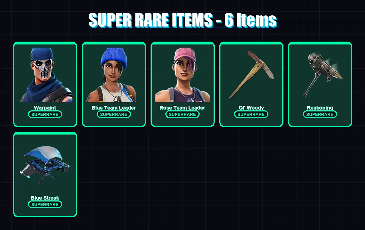 [PS4/PS5/XBOX/PC] | Warpaint | Blue Team Leader | Rose Team Leader | Valeria | Hades | 78 skin | 98 pickaxe | 84 emote | 63 glider | Lv733
