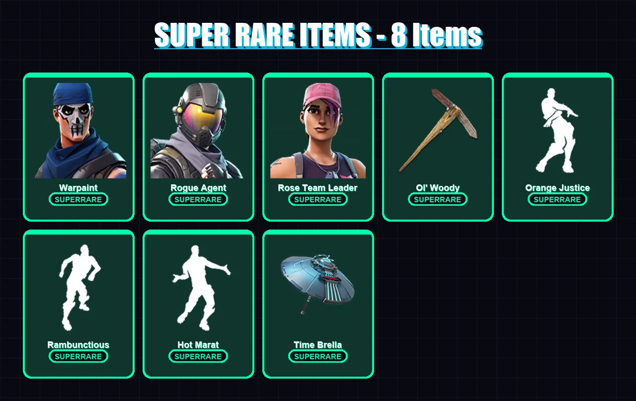 [PC/PSN] | Warpaint | Rogue Agent | Rose Team Leader | The Prisoner | Fate | 89 skin | 98 pickaxe | 88 emote | 86 glider | Lv1233 — Fortnite account
