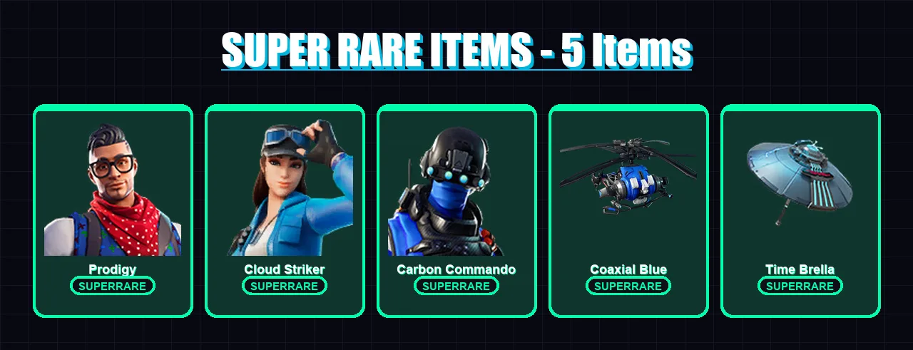 [PS4/PS5/XBOX/PC] | Prodigy | Cloud Striker | Carbon Commando | Zenith | Frostbite | 14 skin | 38 pickaxe | 29 emote | 40 glider | Lv491