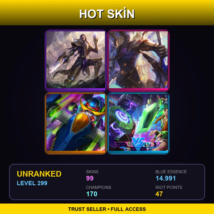 TR | Lv299 | Unranked | 99 Skin | 170 Champ