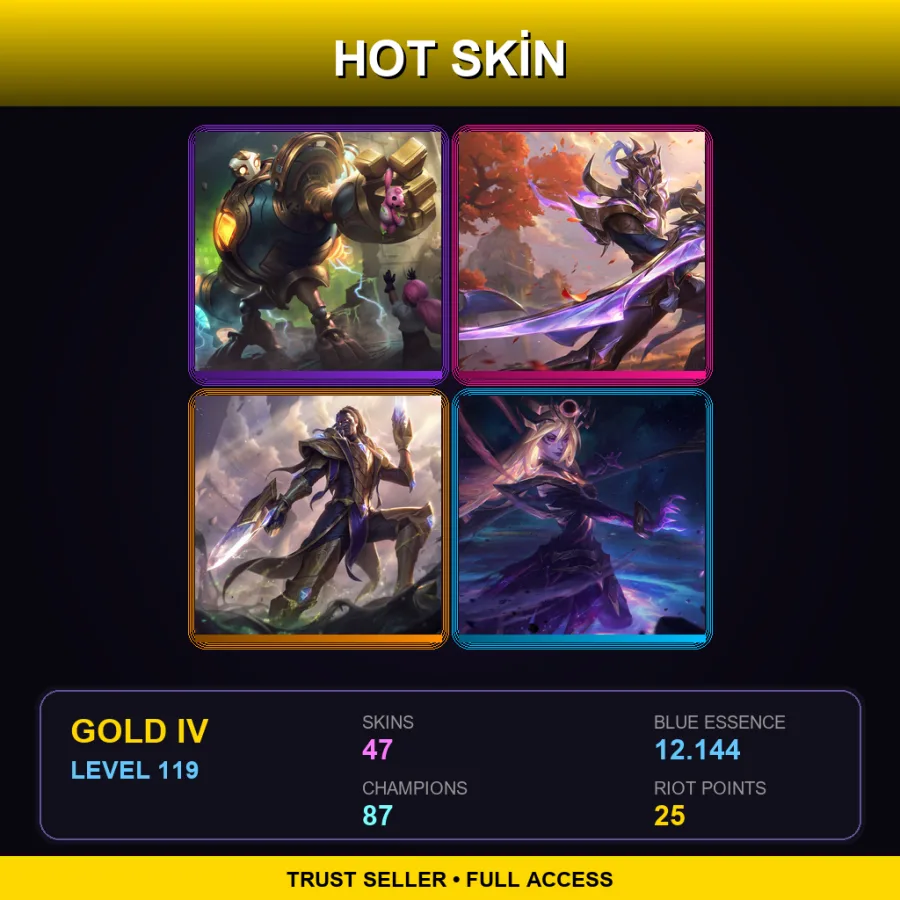 LAS | Victorious Blitzcrank | Victorious Master Yi | Victorious Lucian | Dark Cosmic Lux | 47 Skin | 87 Champ | Gold IV | Lv119