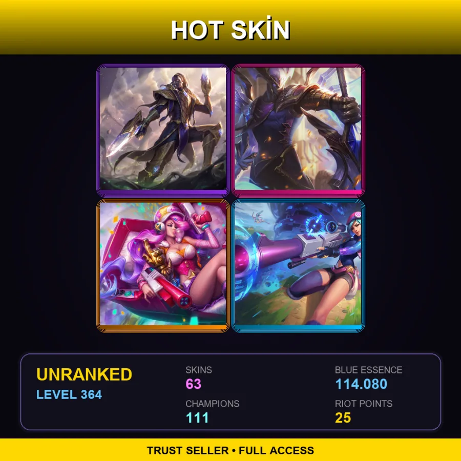 EUNE | Lv364 | Unranked | 63 Skin | 111 Champ
