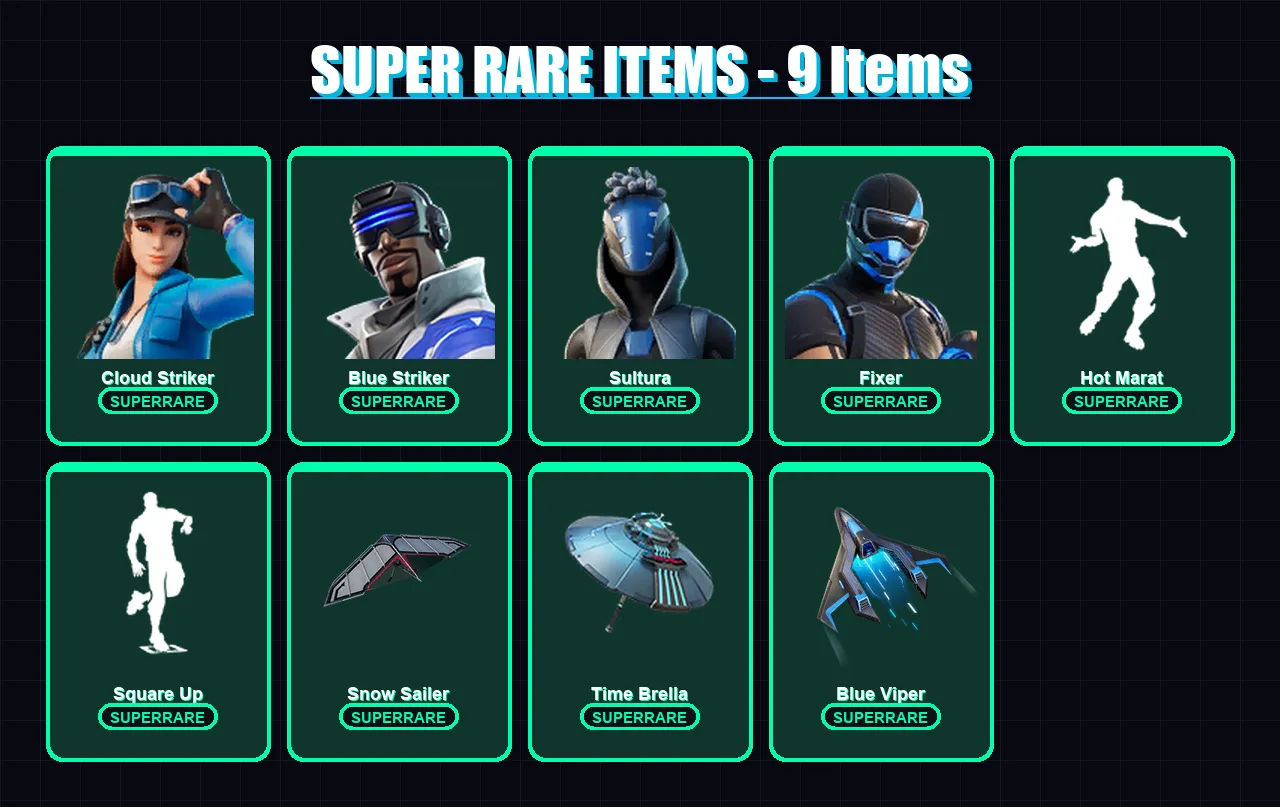 [PS4/PS5/XBOX/PC] | Cloud Striker | Blue Striker | Sultura | Fixer | Ronin | 67 skin | 86 pickaxe | 84 emote | 88 glider | Lv1150