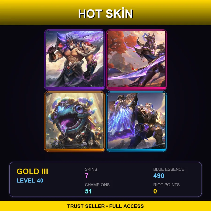 EUW | Lv40 | Gold III | 7 Skin | 51 Champ
